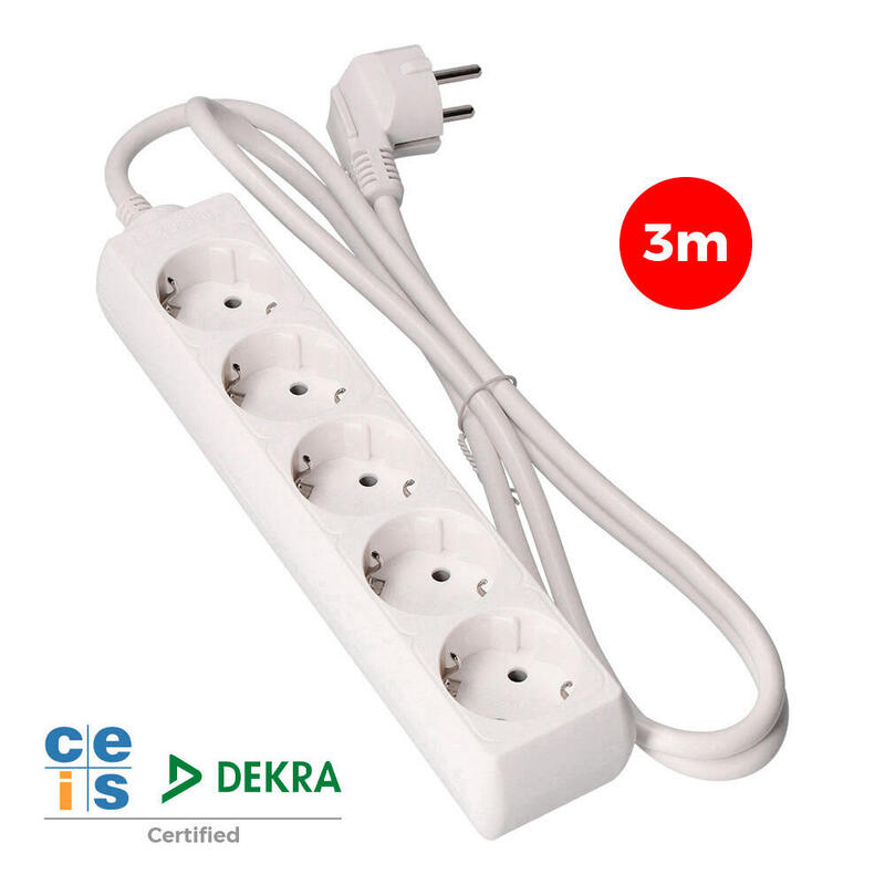 Pack De 2 Unidades - Base Multiple 5 Tomas Schuko 3m. 3x1,5mm Edm