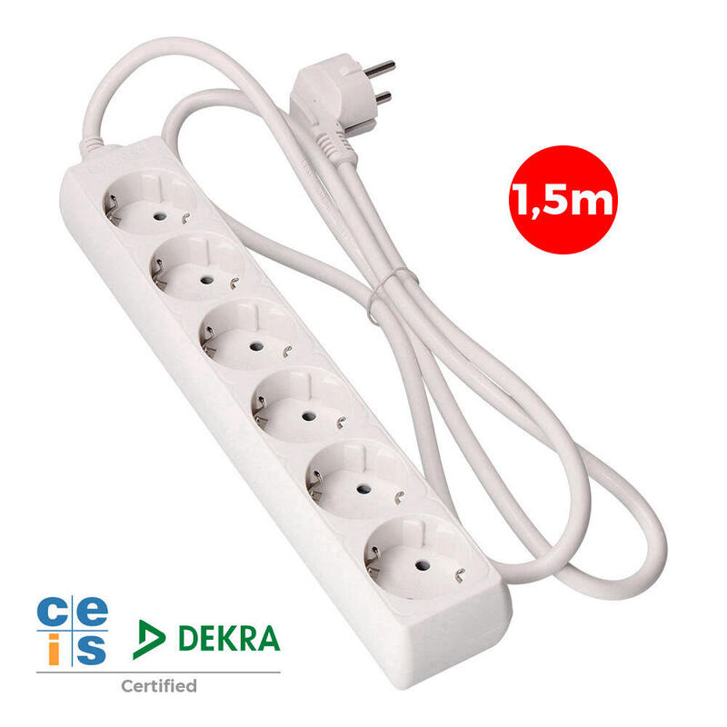 Pack De 2 Unidades - Base Multiple 6 Tomas Schuko 1,5m. 3x1,5mm Edm