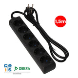 Pack De 2 Unidades - Base Multiple 6 Tomas Schuko 1,5m 3x1,5mm Negra Edm