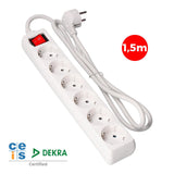 Pack De 2 Unidades - Base Multiple 6 Tomas Schuko + Interruptor 1,5m 3x1,5mm Edm