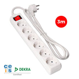 Pack De 2 Unidades - Base Multiple 6 Tomas T/Tl 10/16a Schuko + Interruptor 3m 3x1,5mm Edm