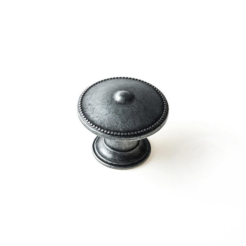 Pack De 2 Unidades - Blister Con 4 Pomos Redondos Para Mueble Fabricado En Zamak Acabado Plata Vieja Mod. 3121 Ø30mm Rei