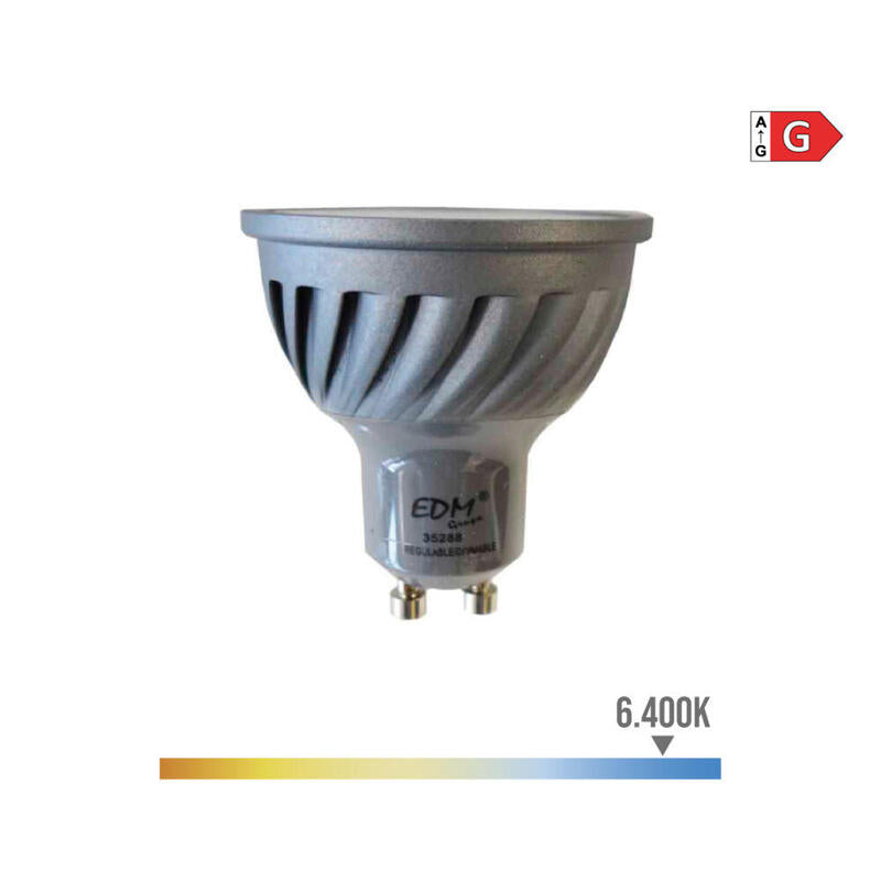Pack De 2 Unidades - Bombilla Dicroica Led Regulable Gu10 6w 480lm 6400k Luz Fria Ø5x5,5cm Edm