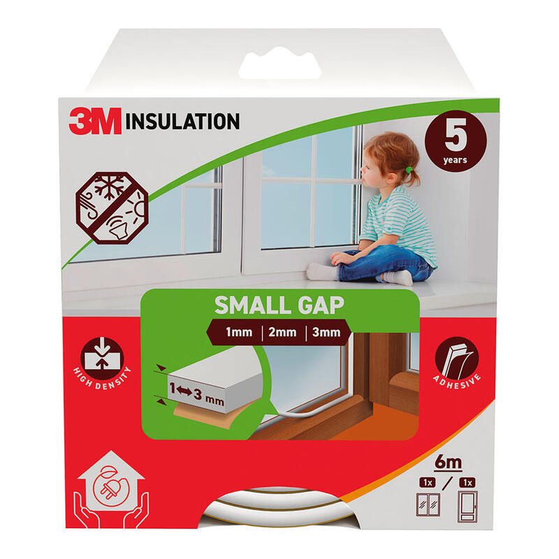 Pack De 2 Unidades - Burlete De Aislamiento Clásico Para Huecos Pequeños De 1 - 3 Mm, Blanco, 6 M