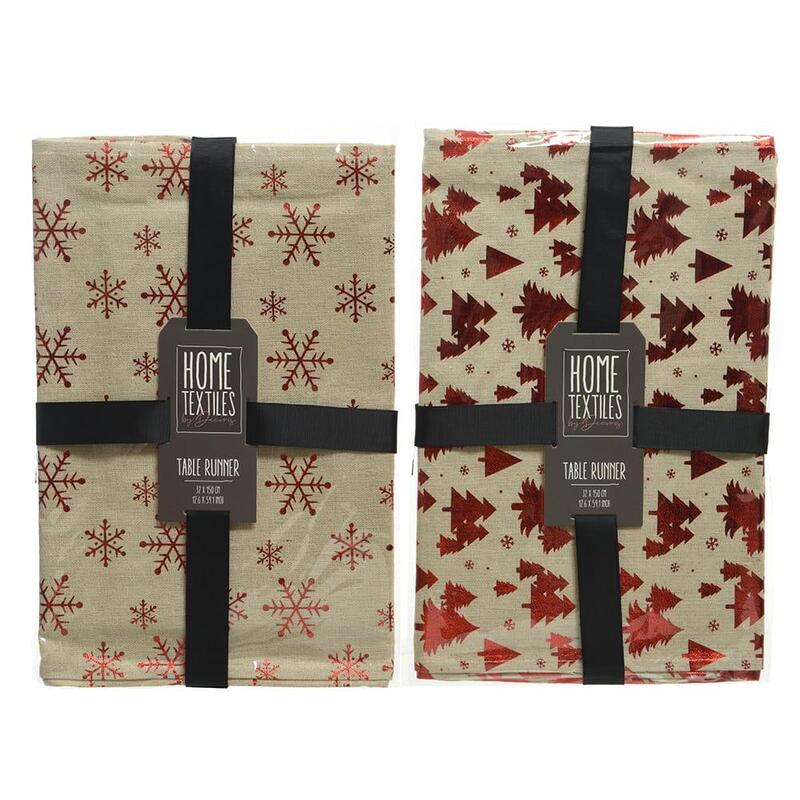 Pack De 2 Unidades - Camino De Mesa Con Motivos Navideños En Rojo 32x150cm, 2 Estampados. Home Textiles