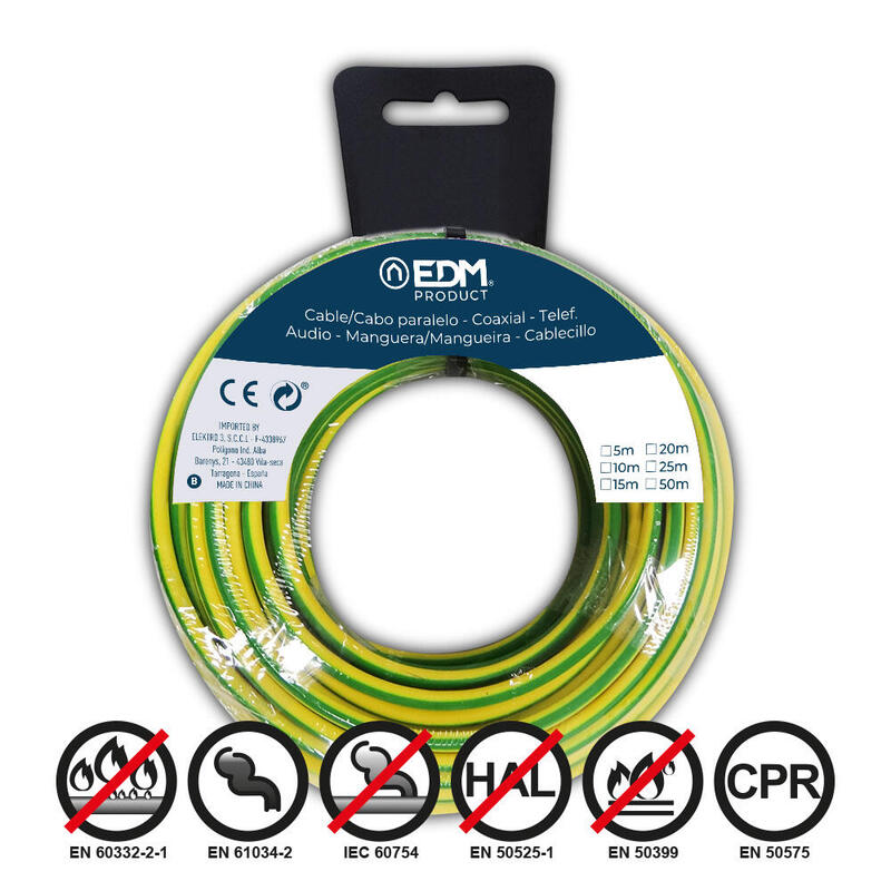 Pack De 2 Unidades - Carrete Cablecillo H07z1-K 1,50 Mm² Bicolor, 15 M
