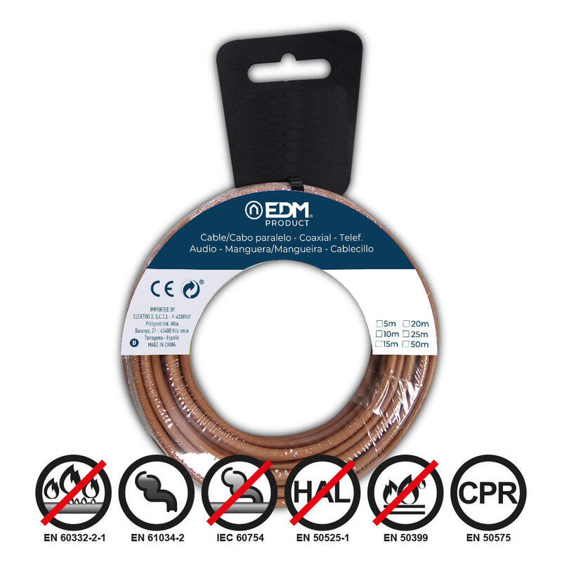 Pack De 2 Unidades - Carrete Cablecillo H07z1-K 2,50 Mm² Marrón, 5 M