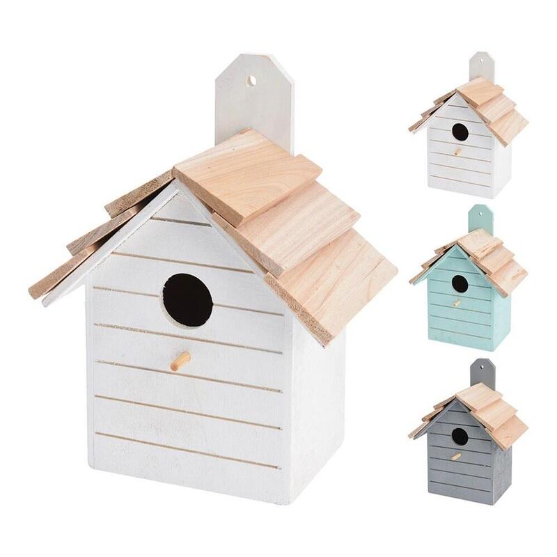 Pack De 2 Unidades - Casa De Pájaros De Madera, Colores Surtidos, 16 X 11 X 22 Cm