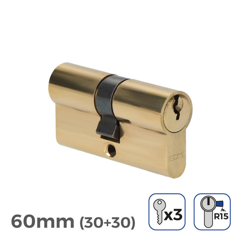Pack De 2 Unidades - Cilindro De Latón 60 Mm (30+30 Mm) Leva Larga R15 Con 3 Llaves De Serreta Incluidas