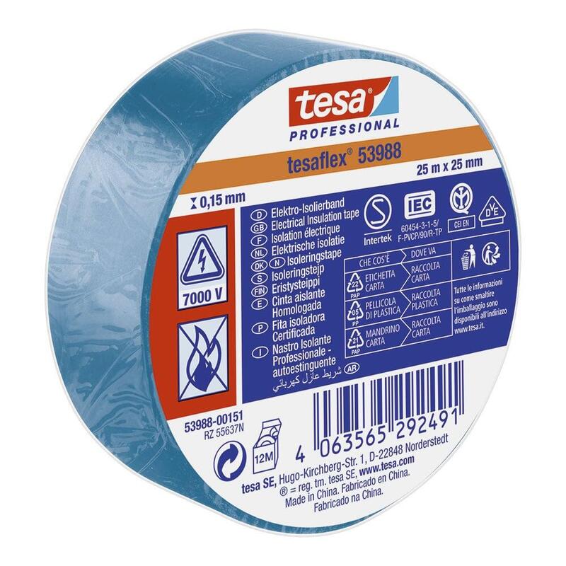 Pack De 2 Unidades - Cinta Aislante Homologada Azul 25 Mm X 25 M