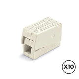 Pack De 2 Unidades - Conector Rápido En Linea Presilla 3 Vias, 2 Rígidos + 1 Rígido, Semirígido O Flexible; Ø Máximo 2,5 Mm², Blanco, 10 Uds
