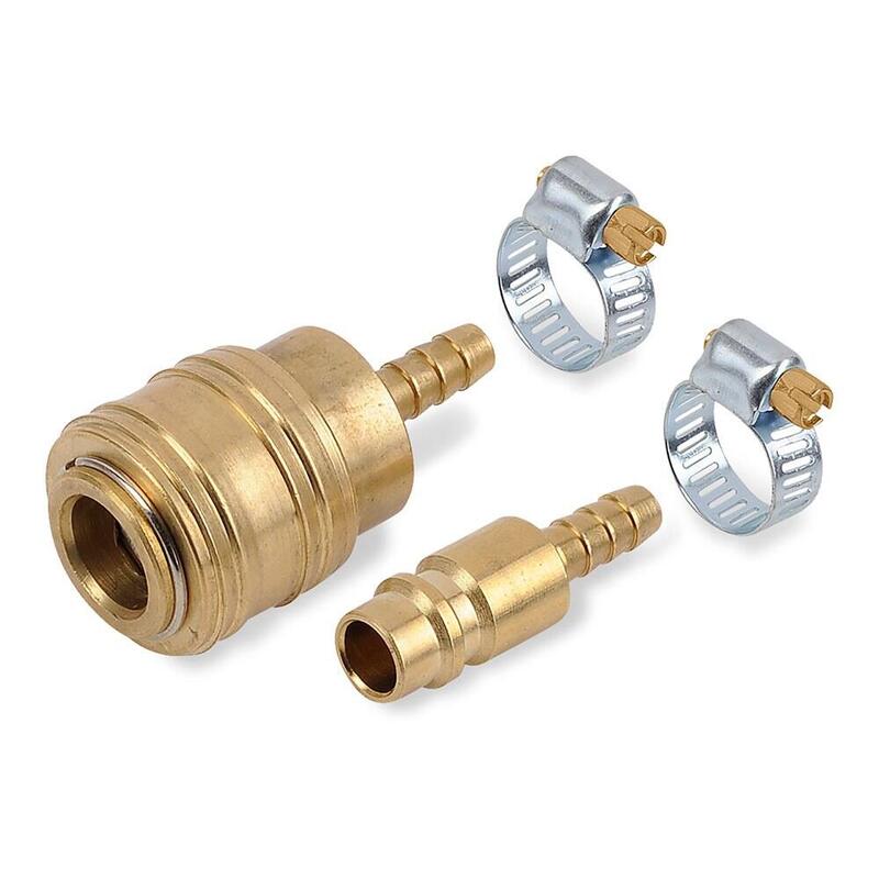 Pack De 2 Unidades - Conectores Rápidos De Latón Euro Macho Y Hembra Para Manguera De Aire Comprimido Con Abrazadera, 2 Uds