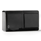 Pack De 2 Unidades - Conmutador + Base Estanca, Ip44 16 A 250 V, Negro