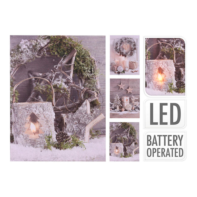 Pack De 2 Unidades - Cuadro Navideño Led 15x20cm Modelos Surtidos