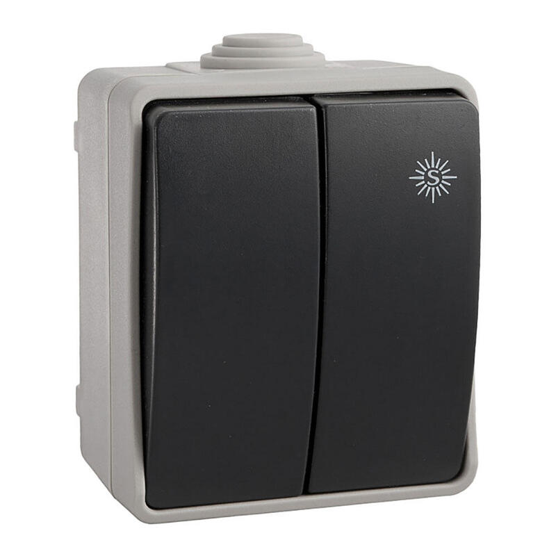Pack De 2 Unidades - Doble Conmutador Estanco Economico Envasado Edm Ip44 16a 250v