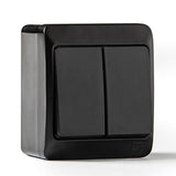 Pack De 2 Unidades - Doble Conmutador Estanco Ip44, 16a 250 V, Negro