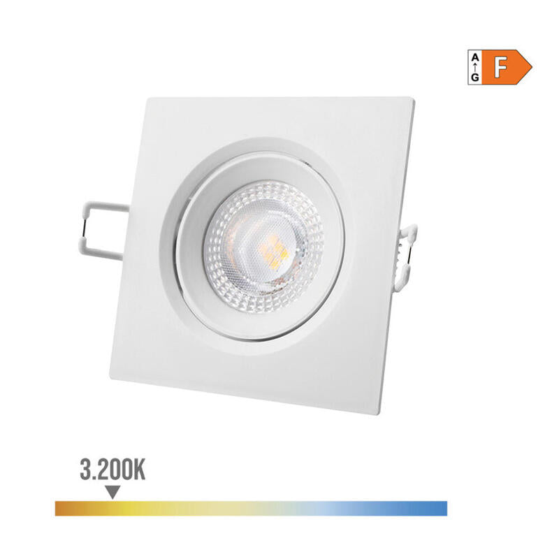 Pack De 2 Unidades - Downlight Led Empotrable Cuadrado 5w 3200k Luz Calida Color Blanco 9x9cm Edm