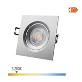 Pack De 2 Unidades - Downlight Led Empotrable Cuadrado 5w 3200k Luz Calida Color Cromo 9x9cm Edm
