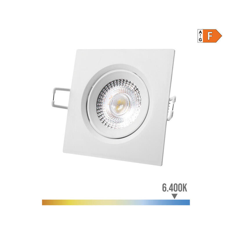 Pack De 2 Unidades - Downlight Led Empotrable Cuadrado 5w 6400k Luz Fria Color Blanco 9x9cm Edm