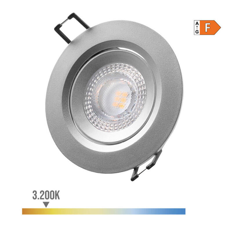 Pack De 2 Unidades - Downlight Led Empotrable Redondo 5w 3200k Luz Calida Color Cromo Ø9cm Edm
