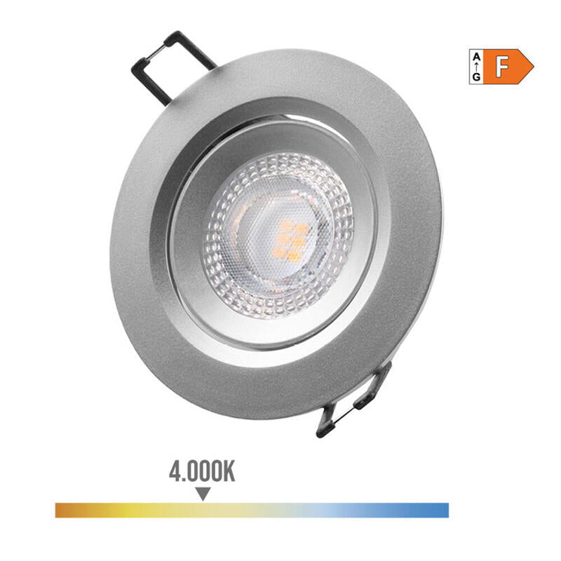 Pack De 2 Unidades - Downlight Led Empotrable Redondo 5w 4000k Luz Dia Color Cromo Ø9cm Edm