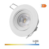 Pack De 2 Unidades - Downlight Led Empotrable Redondo 5w 6400k Luz Fria Color Blanco Ø9cm Edm