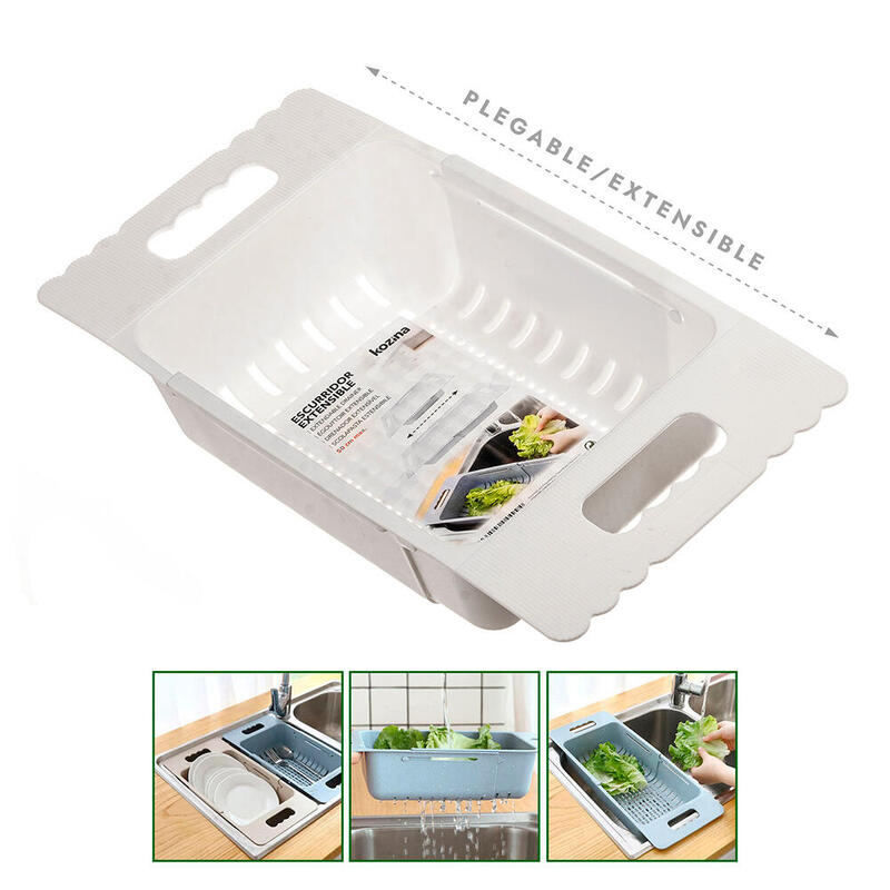 Pack De 2 Unidades - Escurridor Para Fregadero Extensible 23-36 Cm Blanco 50 X 18,5 X 8 Cm