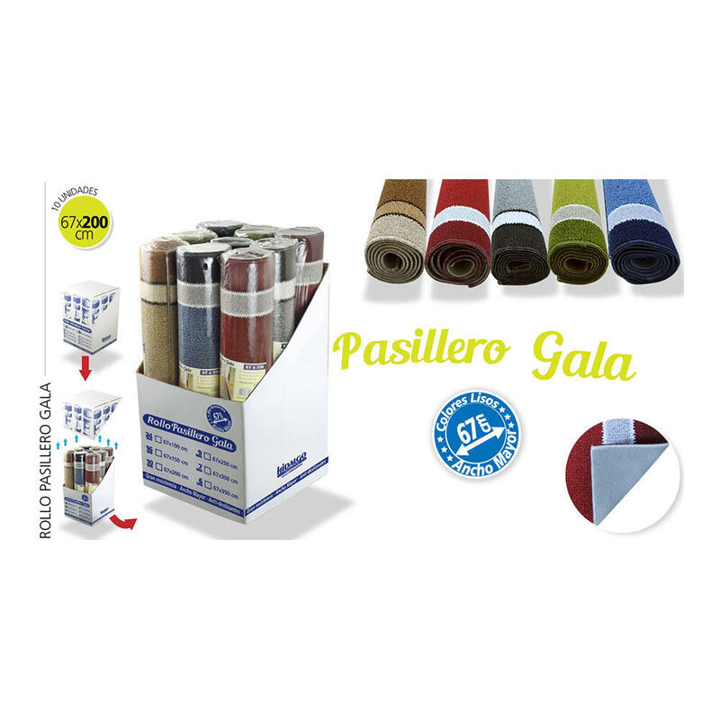 Pack De 2 Unidades - Felpudo En Rollo Pasillero Gala 200x67cm Colores Surtidos Hidalgo