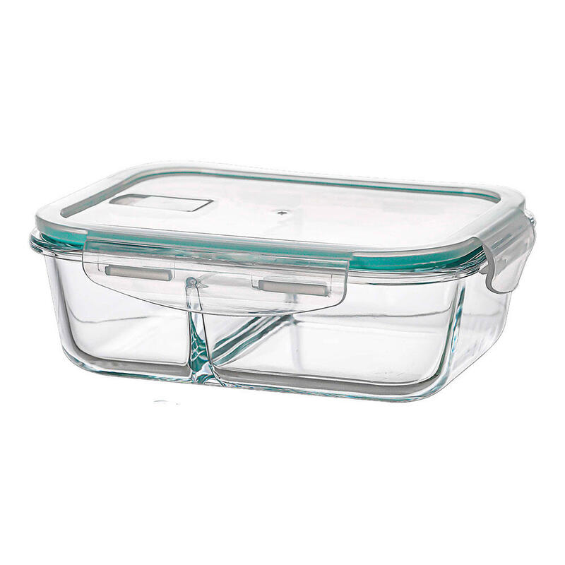 Pack De 2 Unidades - Fiambrera Borosilicato Dos Compartimientos Hermética 1040 Ml