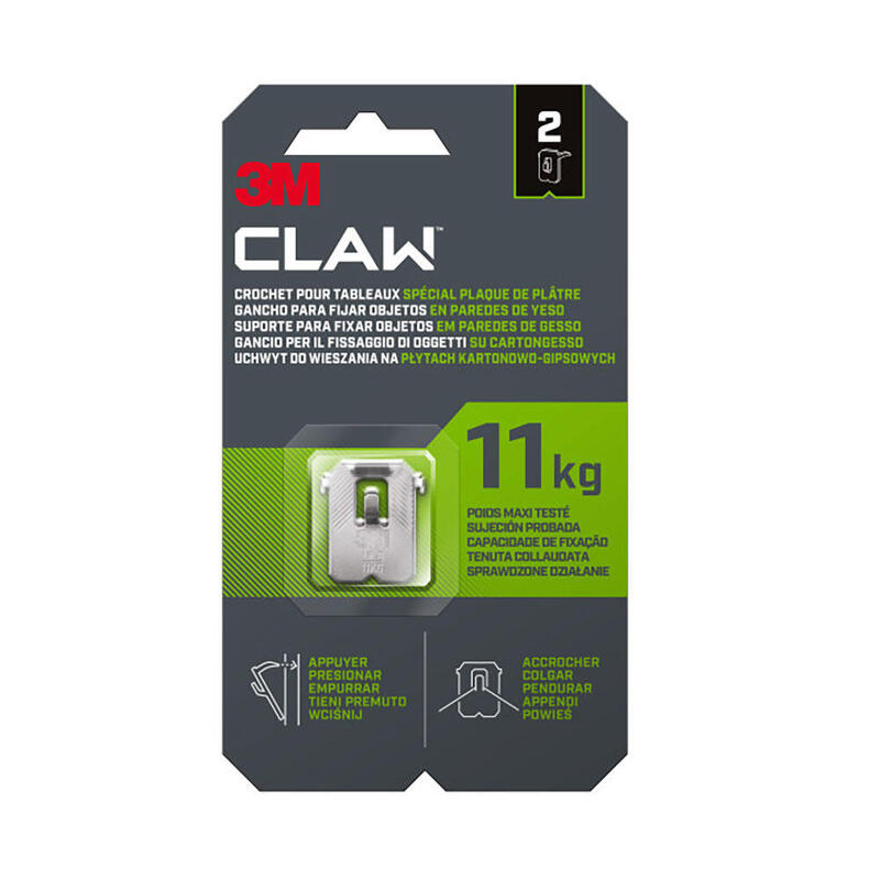 Pack De 2 Unidades - Gancho Para Paredes De Yeso, 11 Kg, 27 X 31,5 X 4 Mm, 2 Uds