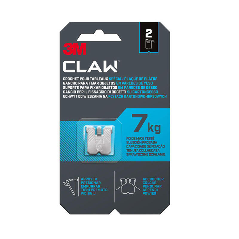 Pack De 2 Unidades - Gancho Para Paredes De Yeso, 7 Kg, 23 X 23 X 4 Mm, 2 Uds