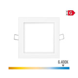 Pack De 2 Unidades - Mini Downlight Led Empotrable Cuadrado 6w 6400k Luz Fria. Color Blanco 11,7x11,7cm Edm