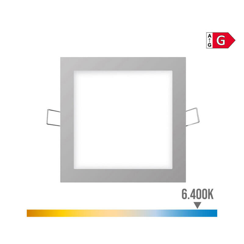 Pack De 2 Unidades - Mini Downlight Led Empotrable Cuadrado 6w 6400k Luz Fria. Color Cromo 11,7x11,7cm Edm