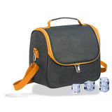 Pack De 2 Unidades - Nevera Tipo Bolsa 9 L Diseño Tejana Gris Con Ribete Y Asa Naranja, 26 X 15 X 25 Cm
