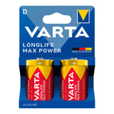 Pack De 2 Unidades - Pila Alkalina Longlife Max Power D - Lr20 (Blister Cartón 2 Unid.) Ø34,2 X 61,5 Mm