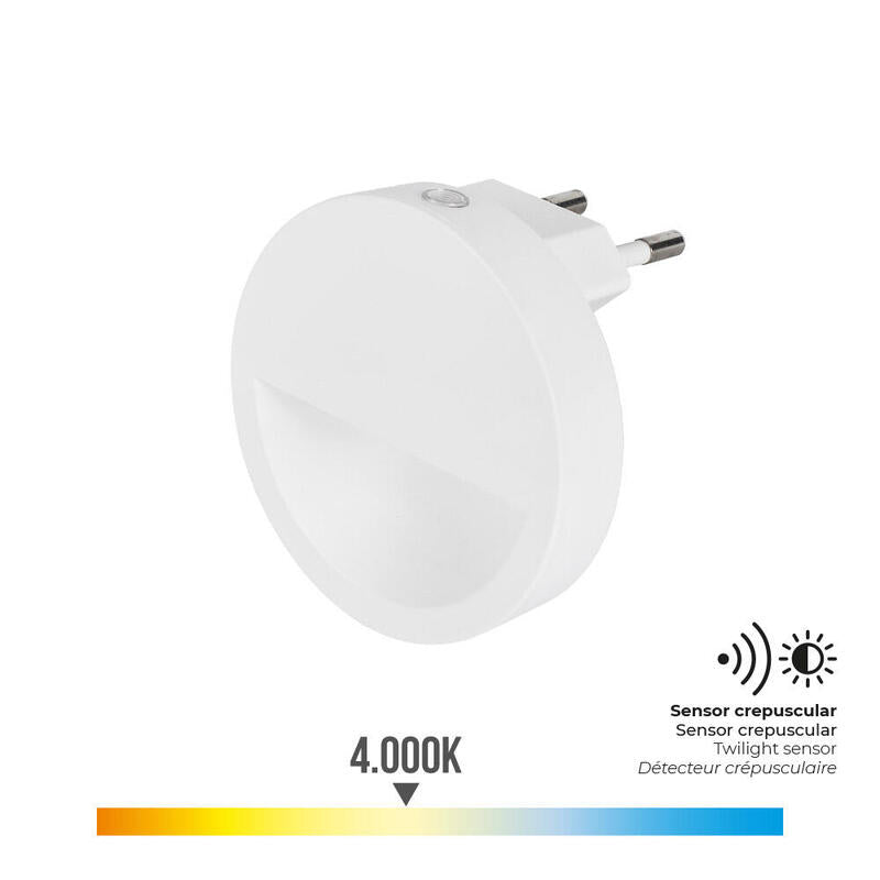 Pack De 2 Unidades - Piloto Noche Led Redondo Con Visera 0,5 W 5 Lm 4000 K