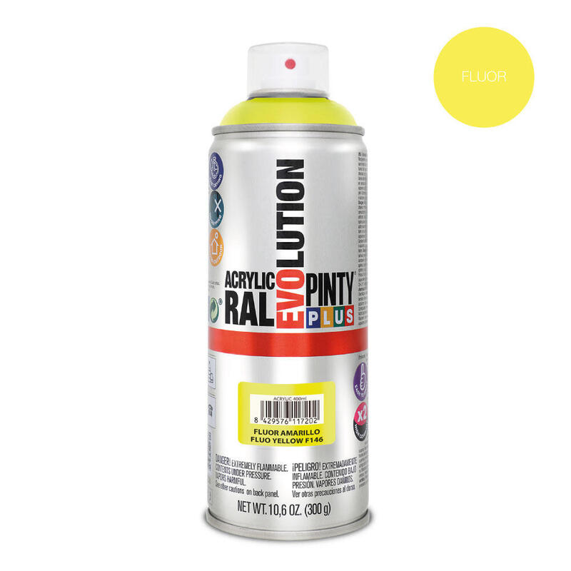 Pack De 2 Unidades - Pintura En Spray Pintyplus Evolution 520cc Fluor.Amarillo F146