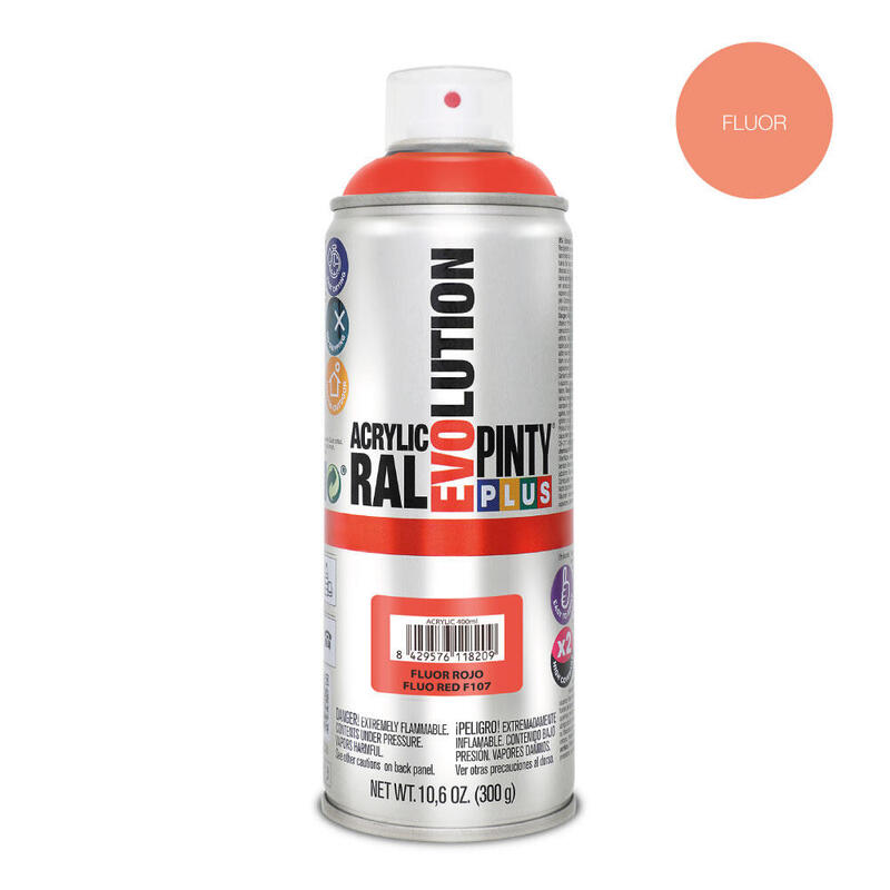 Pack De 2 Unidades - Pintura En Spray Pintyplus Evolution 520cc Fluor.Rojo F107