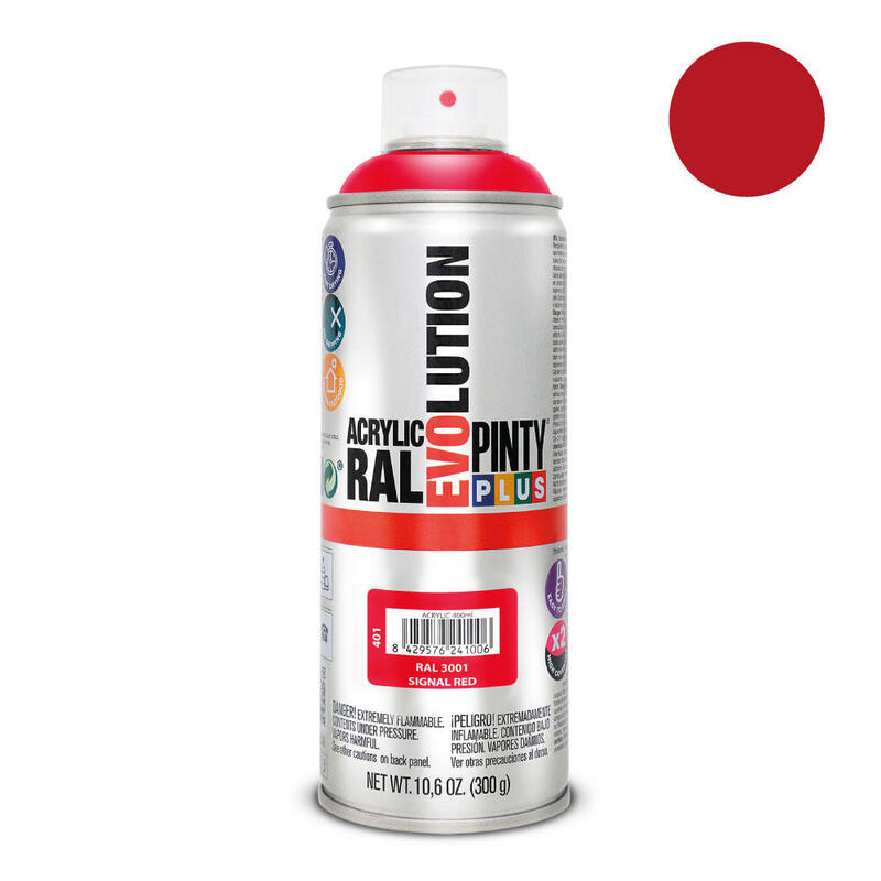 Pack De 2 Unidades - Pintura En Spray Pintyplus Evolution 520cc Ral 3001 Rojo Señales