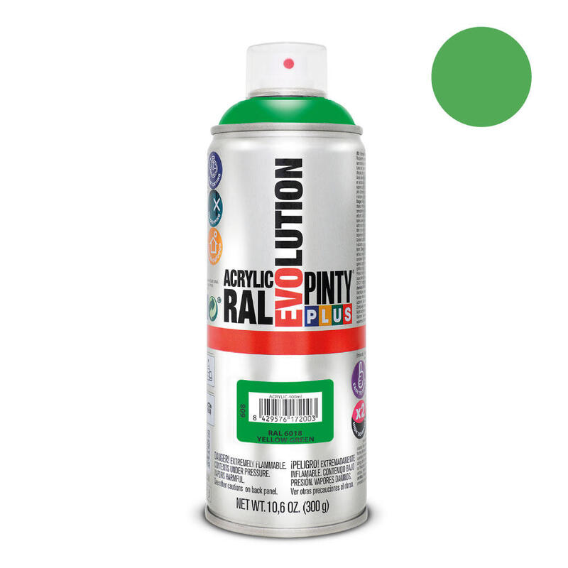 Pack De 2 Unidades - Pintura En Spray Pintyplus Evolution 520cc Ral 6018 Verde Amarillento