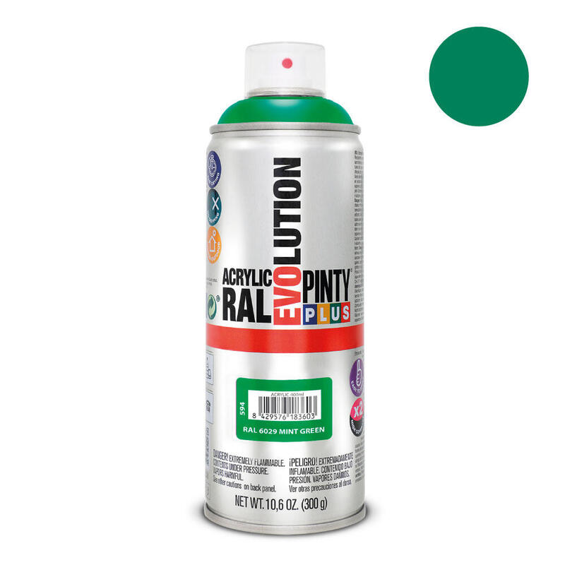 Pack De 2 Unidades - Pintura En Spray Pintyplus Evolution 520cc Ral 6029 Verde Menta