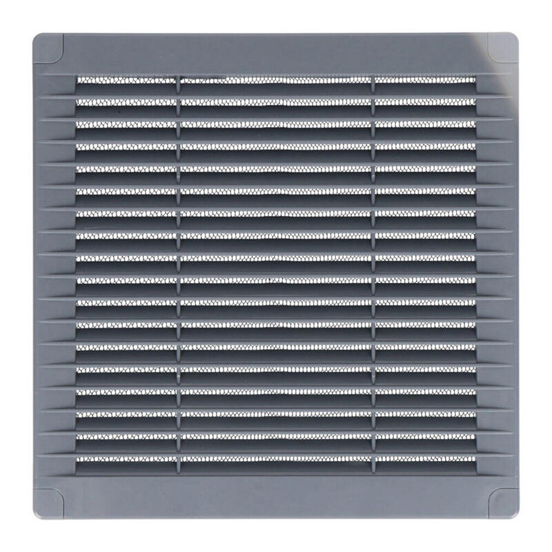Pack De 2 Unidades - Rejilla Ventilación Cuadrada Con Tapones Y Mosquitera 200x200x7mm Abs Gris