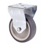 Pack De 2 Unidades - Rueda Fija De Goma Con Placa Y Eje Liso, Color Gris, Carga Máx. 40 Kg, Ø 5 Cm