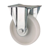 Pack De 2 Unidades - Rueda Fija De Poliamix Con Placa Y Eje Liso, Color Blanco, Carga Máx. 130 Kg, Ø 8 Cm