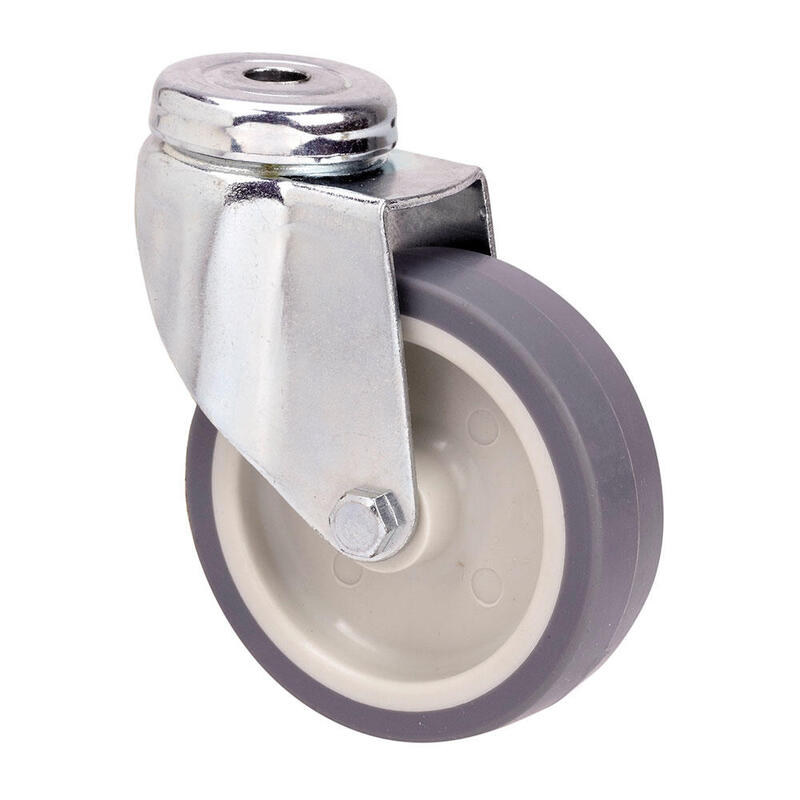 Pack De 2 Unidades - Rueda Giratoria De Goma Con Eje Liso Y Agujero, Color Gris, Carga Máx 60 Kg, Ø 8 Cm