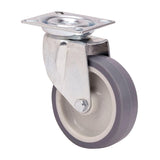 Pack De 2 Unidades - Rueda Giratoria De Goma Con Placa Y Eje Liso, Color Gris, Carga Máx. 50 Kg, Ø 6 Cm