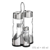 Pack De 2 Unidades - Set Aceitera, Vinagrera, Salero Y Pimentero De Cristal + Tapón Inox