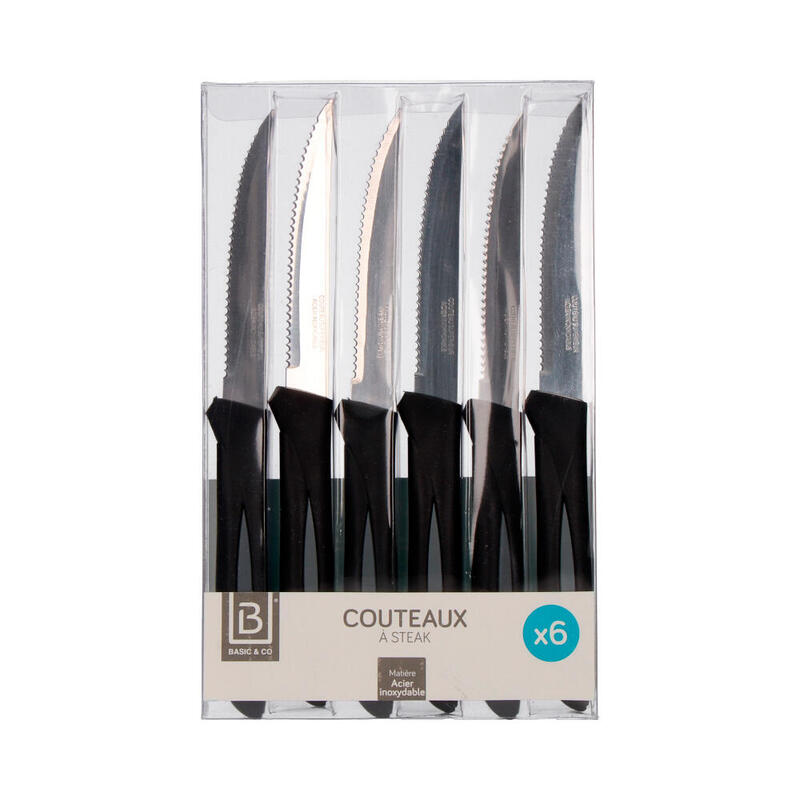Pack De 2 Unidades - Set De 6 Cuchillos Para Carne Inoxidables (Colores Surtidos) 21cm