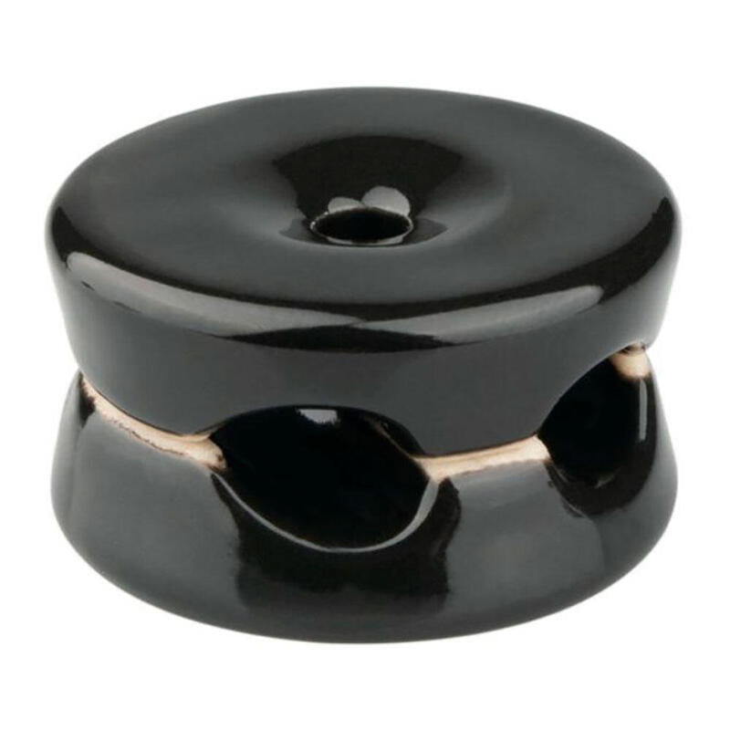 Pack De 2 Unidades - Sujetacables Porcelana Redondo Doble Negro, 5 Uds Ø32 X 18,6 Mm