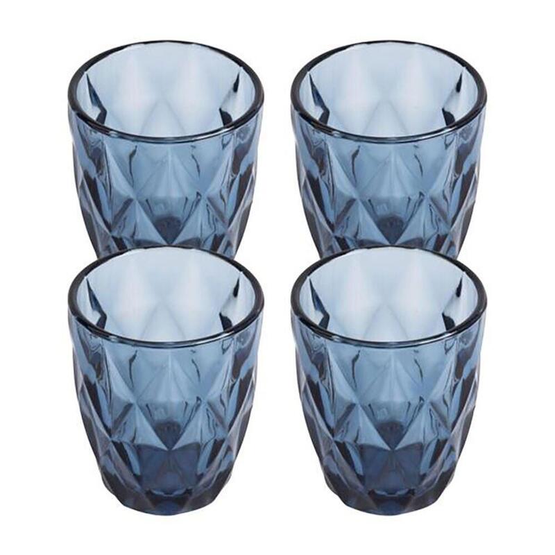 Pack De 2 Unidades - Vaso De Cristal Con Relieve Modelo Aqua, 260 Ml, 4 Uds